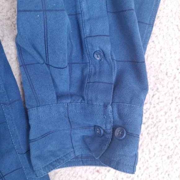 George Sueded Shirt Men's XL Blue‎ Plaid Long Sleeve Button Up Collared Soft - Picture 5 of 10